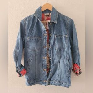 Chicos Denim Jean Jacket 100% Silk Lining Size 0